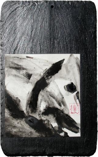 Tableau encres / peinture  l'huile / ardoise, Design made in Terre