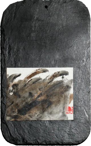 Tableau encres / peinture  l'huile / ardoise, Design made in Terre