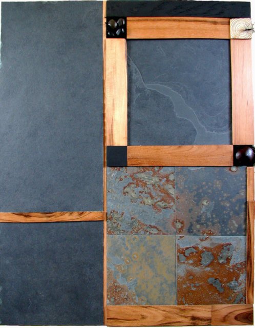 Le clown, tableau contemporain en ardoise naturelle et bois, Sylkoan cration