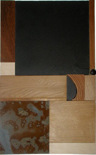 Diptyque 1, tableau contemporain en ardoise naturelle et bois, Sylkoan cration