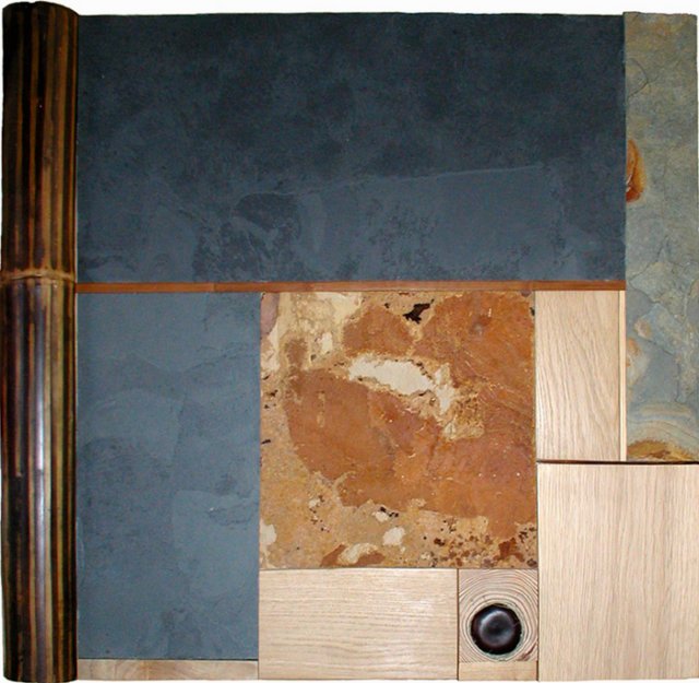 Micrographie, tableau contemporain en ardoise naturelle et bois, Sylkoan cration