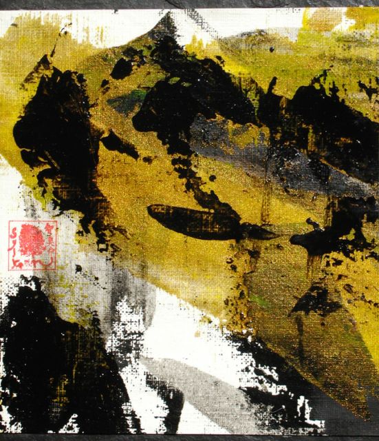 Tableau encres , peinture  l'huile, ardoise, Design made in Terre