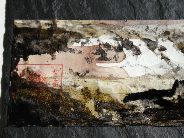 Tableau encres , peinture  l'huile, ardoise, Design made in Terre