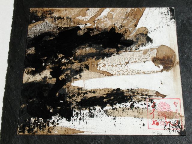 Tableau encres , peinture  l'huile, ardoise, Design made in Terre